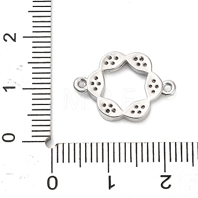 Brass Micro Pave Clear Cubic Zirconia Hollow Flower Connector Charms KK-L229-058P-1