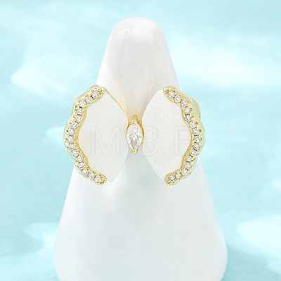 Brass Micro Pave Cubic Zirconia Cuff Open Rings KK-CBAD104-03G-1