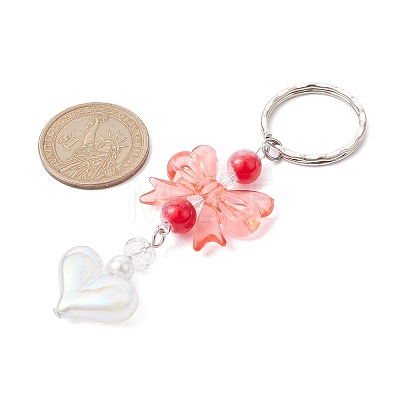 Acrylic Heart with Bowknot Keychains KEYC-JKC00612-01-1