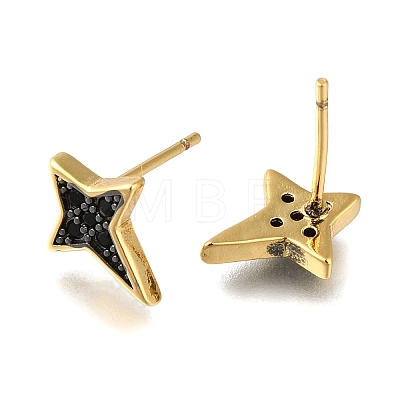 Rack Plating Brass Micro Pave Cubic Zirconia Stud Earring EJEW-C101-02G-1