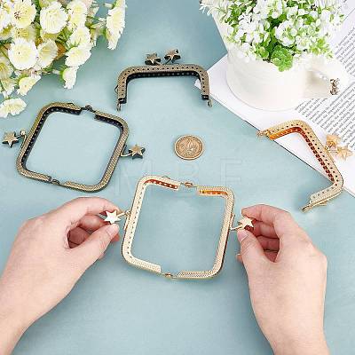   4Pcs 2 Colors Square with Star Iron Purse Frames DIY-PH0005-75A-1