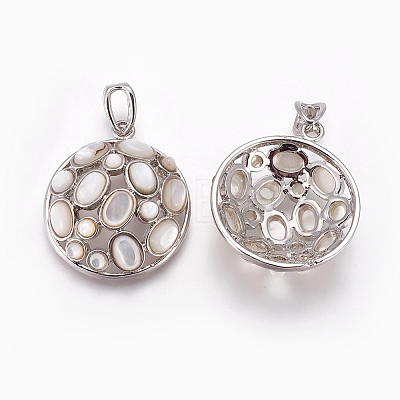 Natural White Shell Mother of Pearl Shell Pendants SHEL-XCP0001-13-1