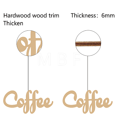 Word Coffee Laser Cut Unfinished Basswood Wall Decoration WOOD-WH0113-100-1