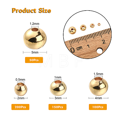 500Pcs 4 Styles Brass Round Spacer Beads KK-CJ0001-79-1