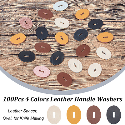 Olycraft 100Pcs 4 Colors Leather Handle Washers AJEW-OC0003-60-1
