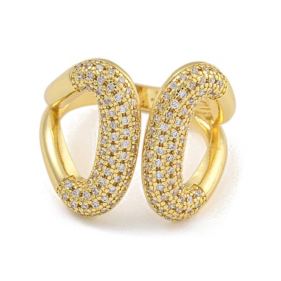 Brass Micro Pave Cubic Zirconia Cuff Rings RJEW-P127-12G-1