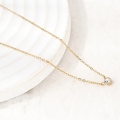 304 Stainless Steel Rhinestone Pendant Necklaces NJEW-K305-07G-1