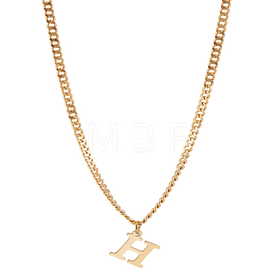 1Pc 304 Stainless Steel Letter Pendant Necklaces NJEW-LP0001-33H-G-1
