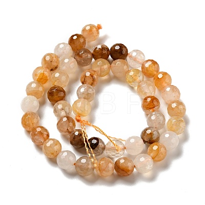 Natural Yellow Hematoid Quartz/Golden Healer Quartz Beads Strands G-E571-34B-1