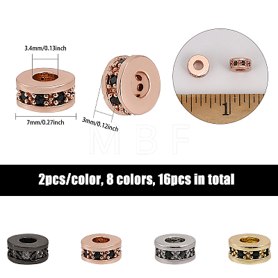 16Pcs 8 Colors Brass Spacer Beads KK-CA0002-49-1
