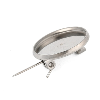 304 Stainless Steel Brooch Cabochon Settings STAS-E547-08C-P-1