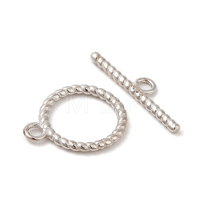 Rhodium Plated 925 Sterling Silver Toggle Clasps STER-G038-02P-1