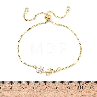 Adjustable Brass Micro Pave Clear Cubic Zirconia Box Chain Slider Bracelets BJEW-C156-09G-03-1