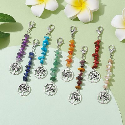 8Pcs Tree of Life Tibetan Style Alloy Pendant Decorations HJEW-JM01666-1