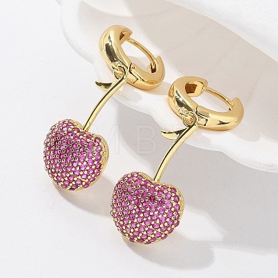 Cherry Brass Micro Pave Cubic Zirconia Hoop Earrings EJEW-M077-04G-02-1