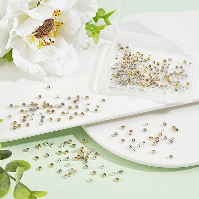 300Pcs 3 Colors Rack Plating and PVD Vacuum Plating Brass Round Spacer Beads KK-FH0003-54-1