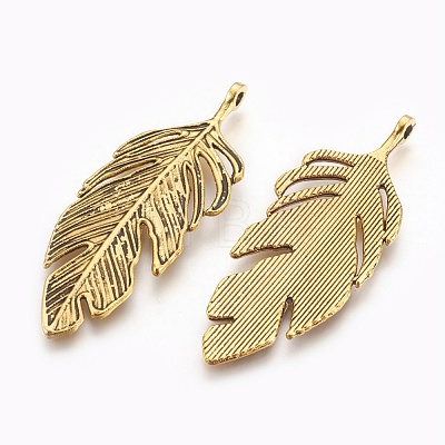 Tibetan Style Alloy Leaf Big Pendants X-PALLOY-A15448-AG-NF-1