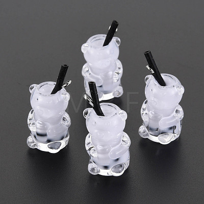 Imitation Bubble Tea/Boba Milk Tea Opaque Resin Pendants RESI-T052-03E-1