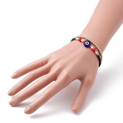 Evil Eye Multi-strand Bracelet for Girl Women BJEW-JB07111-01-1