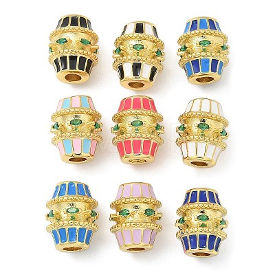 Barrel Brass Micro Pave Cubic Zirconia Spacer Beads KK-U050-11G-01-1