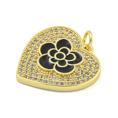 Rack Plating Heart with Flower Brass Micro Pave Clear Cubic Zirconia KK-Z053-23G-1