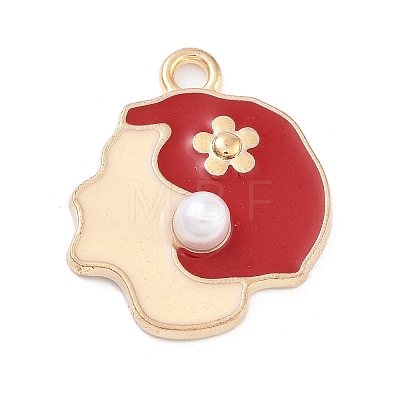 Light Gold Plated Alloy Enamel Pendants ENAM-M219-15KCG-03-1