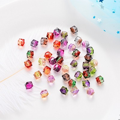 Two Tone Transparent Spray Painted Acrylic Beads X-ACRP-T005-26-M-1