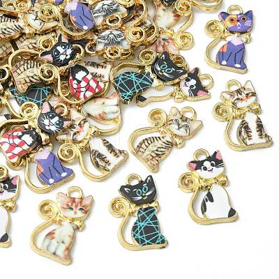 40Pcs 8 Colors Alloy Enamel Pendants ENAM-CJ0001-79-1