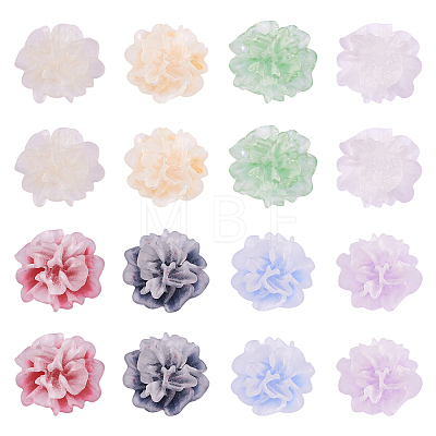 60pcs 6 colors Frosted Resin Flower Cabochons CRES-TA0001-27-1