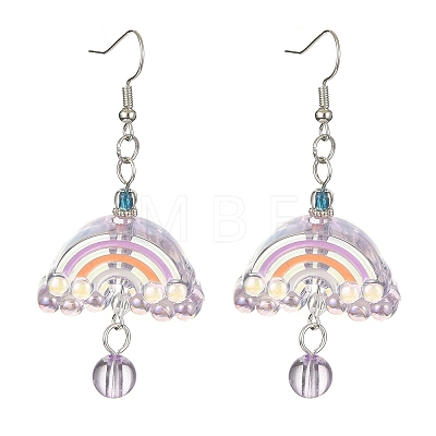 Acrylic Rainbow Dangle Earrings EJEW-JE05268-1