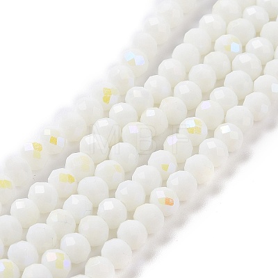 Electroplate Opaque Solid Color Glass Beads Strands EGLA-A044-P8mm-L01-1