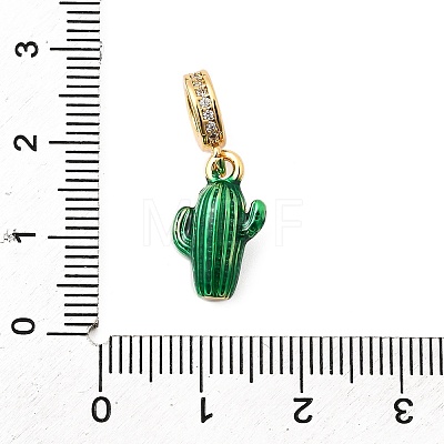 Brass Green Enamel European Dangle Charms KK-F904-28G-1