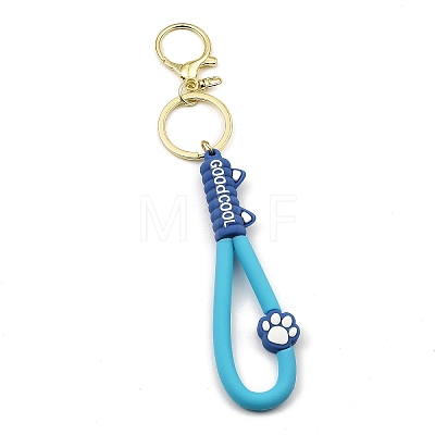 Cat Paw Print PVC Rope Keychains KEYC-B015-03LG-01-1