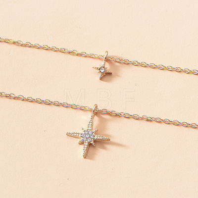 Alloy Double Layered Crystal Rhinestone Star Pendant Necklaces for Women WGFECA3-01-1