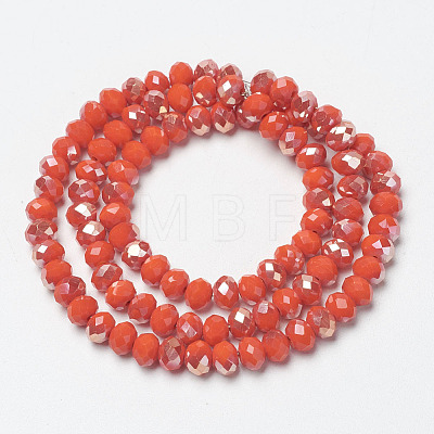 Electroplate Opaque Solid Color Glass Beads Strands EGLA-A034-P4mm-K08-1