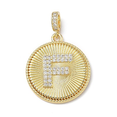 Brass Micro Pave Clear Cubic Zirconia Pendants KK-L253-17G-F-1