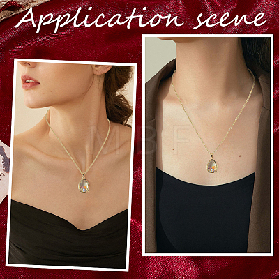 1Pc Alloy Glass Photo Frame Living Memory Floating Locket Pendant Rolo Chain Necklaces for Women NJEW-BM0001-01B-1
