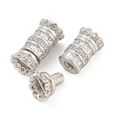 925 Sterling Silver Micro Pave Cubic Zirconia Screw Clasps STER-U001-05A-P-1