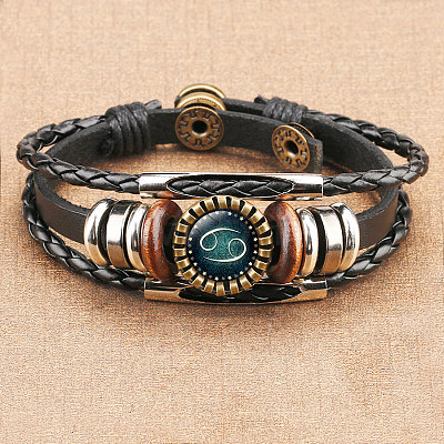 12 Constellations PU Leather Multi-strand Bracelets WGFD09F-04-1