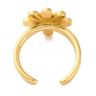 Rack Plating Flower Brass Enamel Open Cuff Rings for Women RJEW-S242-10B-1