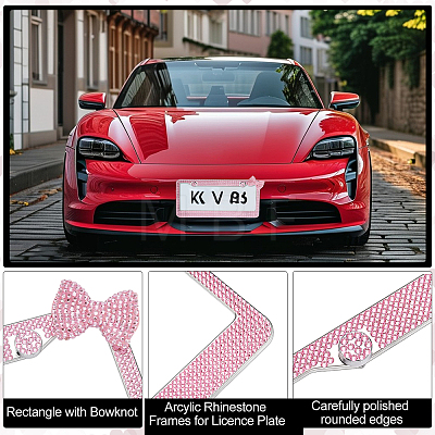 5 Sets 5 Colors Stainless Steel & Arcylic Rhinestone Frames for Licence Plate DIY-WA0001-32A-1