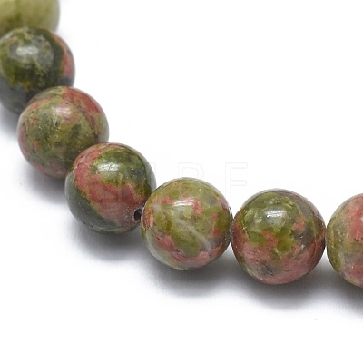 Natural Unakite Bead Stretch Bracelets X-BJEW-K212-A-006-1