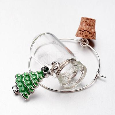 Glass Wishing Bottle Wine Glass Charms AJEW-JO00134-1