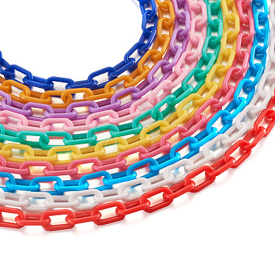 Yilisi 40 Strands 10 Colors Handmade Opaque Acrylic Paperclip Chains KY-YS0001-04-1