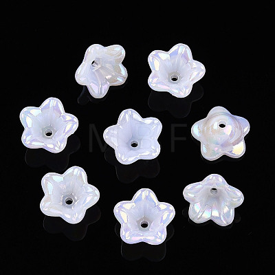 Iridescent Acrylic Bead Caps OACR-C021-08I-1