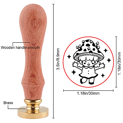 Brass Wax Seal Stamp with Handle AJEW-WH0184-0224-1