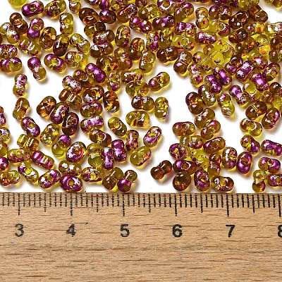 Spray Painted Glass Seed Beads SEED-F005-04A-01-1