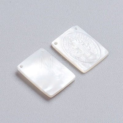 Natural White Shell Mother of Pearl Shell Pendants SSHEL-I024-07-1