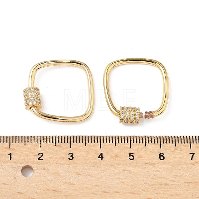 Brass Micro Pave Clear Cubic Zirconia Screw Carabiner Lock Charms KK-Z118-06G-01-1