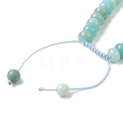 Adjustable Natural Flower Amazonite Braided Bead Bracelets BJEW-F369-A12-1
